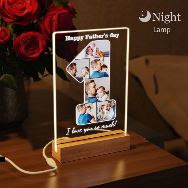 Fathers Day Personalized Gifts for Dad, Custom Night Light