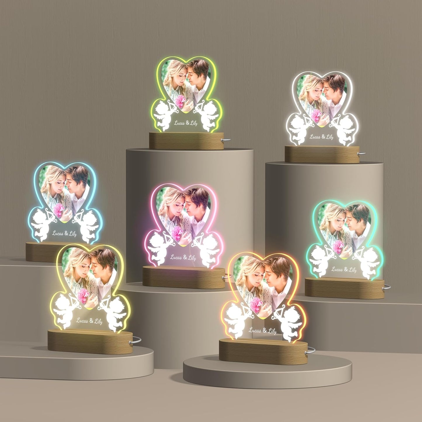 Custom Heart Acrylic 3D Night Light Gift